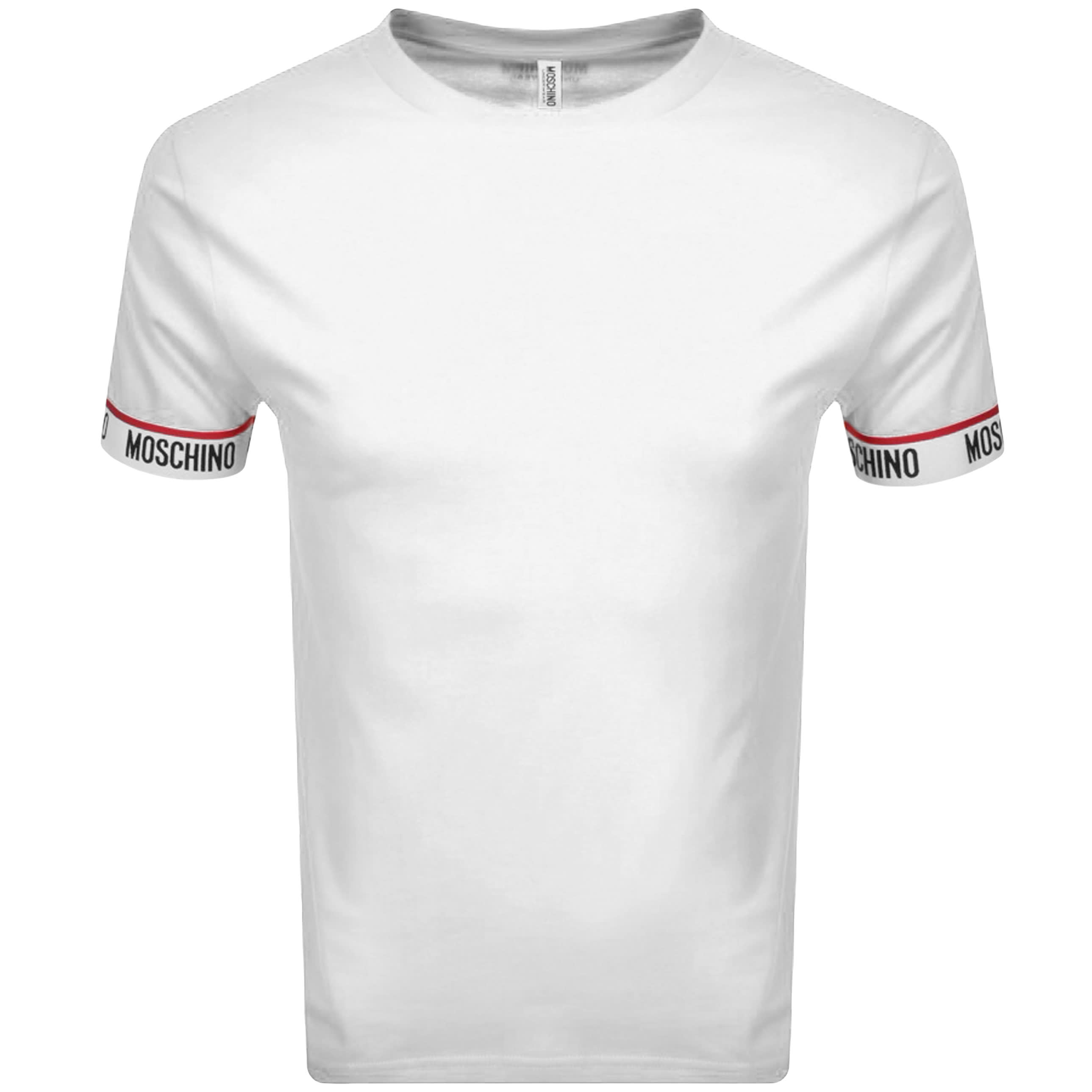 Alternative Image for ProductMoschino Logo Taped Cuff T Shirt White1
